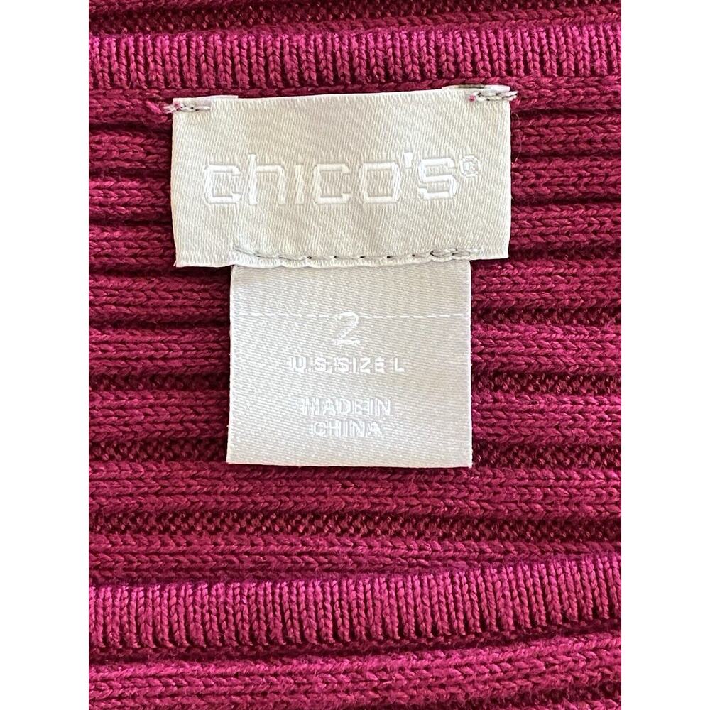 Chico’s NWT Avery Boat Neck Rib 3/4 Sleeve Pullover Sweater Pink/Berry Size‎ L/2 - Picture 7 of 12